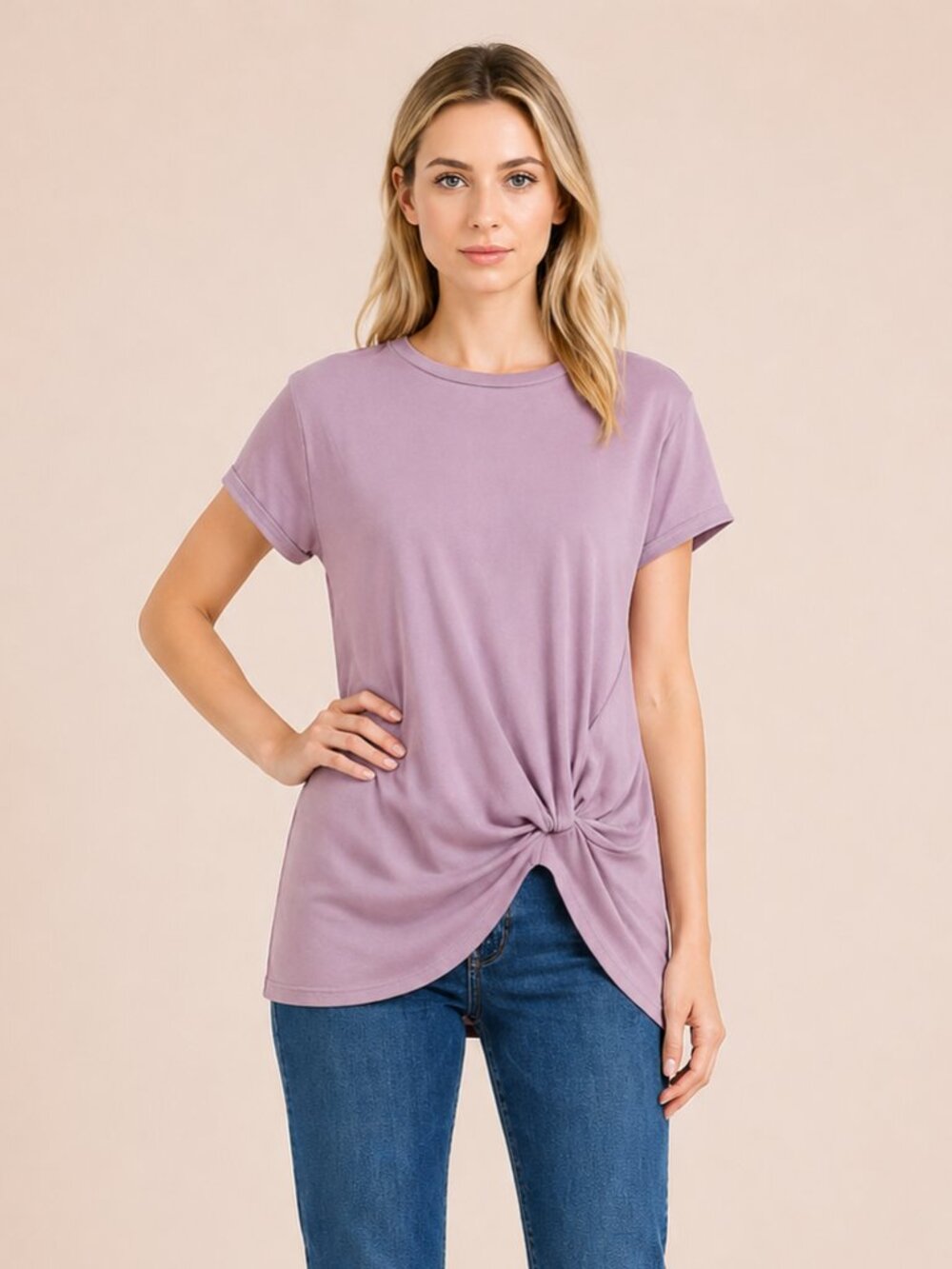 A104-E β’ Mauve Premium Modal Twist Front Ribbed Tee
